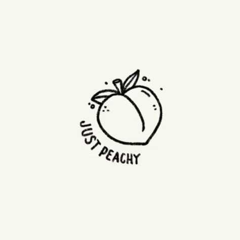 Cute Small Peach Tattoo, Cartoon Peach Tattoo, Peach Flash Tattoo, Peaches Tattoo Ideas, Mini Peach Tattoo, Peach Drawing Simple, Peach Tattoo Fine Line, Small Peach Tattoo Simple, Ga Peach Tattoo