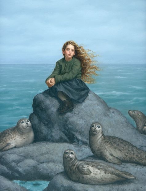 "Daughter of the Sea". Selkies are mythological creatures found in Faroese, Icelandic, Irish, and Scottish folklore. They are said to live as seals in the sea, but shed their skin to become human on land. The legend apparently originated on the Orkney and Shetland Islands and is very similar to those of swan maidens." Daughter Of The Sea, Irish Mythology, Celtic Mythology, John Singer Sargent, Art Et Illustration, Mythological Creatures, Arte Fantasy, Art And Illustration, Folk Tales