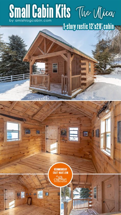 Cabin With Front Porch, Small Cabin Kits, Cabin Kits For Sale, Tiny Cabin Plans, Pre Built Cabins, Prefabricated Cabins, Cheap Tiny House, Cabin Style Homes, Small Log Cabin