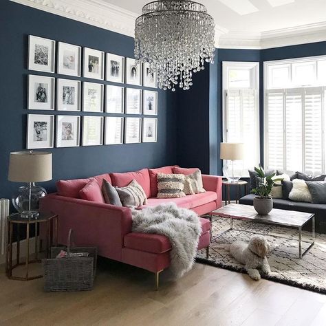 Red Couches, Blue And Pink Living Room, Pink Sofa Living Room, Rosa Sofa, Velvet Sofa Living Room, Corner Sofa Living Room, Pink Sofa, Pink Living Room, Blue Living Room