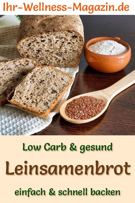 Gesundes Leinsamenbrot backen: Schnelles Low-Carb-Rezept für ein einfaches Brot mit Mandelmehl   - Kohlenhydratarm, ohne Getreidemehl und ohne Hefe - kalorienreduziert und ruck zuck selbst gebacken ... #brotrezept #brotbacken Flaxseed Bread, Law Carb, Protein Bread, Low Carb Protein, Soda Bread, Low Carbohydrates, Low Carb Bread, Low Carb Meals Easy, Low Carb Breakfast