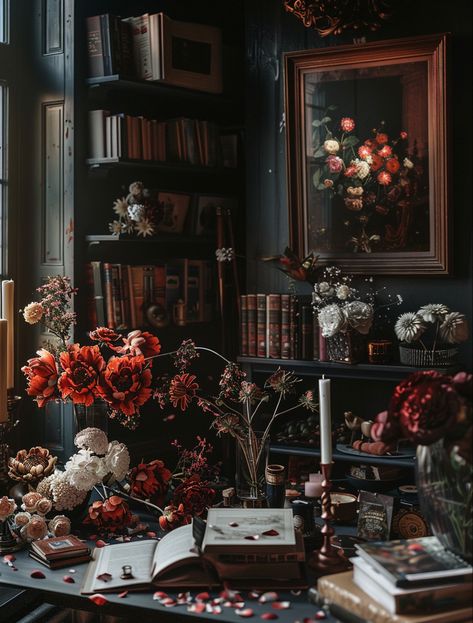 Old Money Home Decor Aesthetic Vintage, Bedroom Library Ideas, Room Aesthetic Dark, Victorian Office, Dark Academia Interior, Parlor Decor, Gothic Academia, Attic Decor, Victorian Home Decor