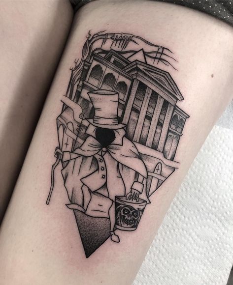 Mansion Tattoo, Haunted Mansion Tattoo, Trident Tattoo, Disney Ride, Icon Tattoo, Castle Tattoo, L Tattoo, Creepy Tattoos, Spooky Tattoos