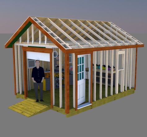 Build your perfect workshop with these 12x16 gable shed plans with roll up shed door and pre-hung side entry door.  Unclutter your garage and have fun building your projects in this neat shed. Side Entry Door, Shop Plans Workshop, Diy Sheds, Shed Plans 12x16, Small Shed, Shed Door, Wood Shed Plans, Shed Designs, Build Your Own Shed