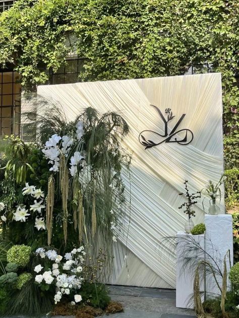 Draped Walls Wedding, Decor Colour Schemes, Dekor Lamaran, Gazebo Wedding Decorations, Fabric Installation, Photo Area, Forest Theme Wedding, Aisle Flowers, Wedding Backdrop Design