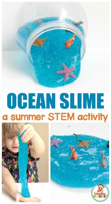 Love slime? You'll love this under the sea slime recipe to make ocean slime with borax. This sparkling ocean slime recipe is perfect for summer fun and the blue ocean slime looks just like clear ocean water! #slime #slimerecipes #kidsactivities #stemactivities Ocean Slime Recipe, Ocean Slime, Summer Stem Activities, Slime Kids, Summer Stem, Slime Recipes, Ocean Unit, Blue Slime, Ocean Science