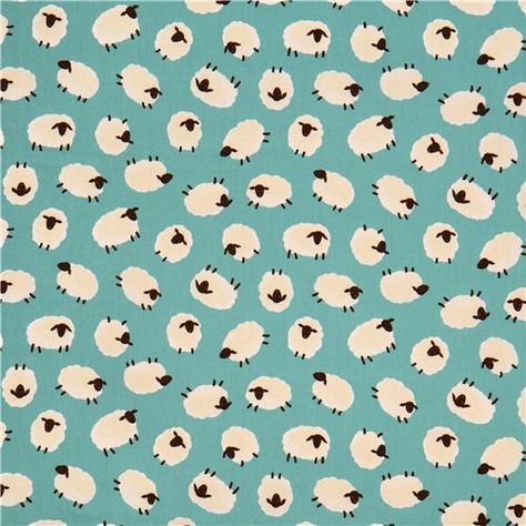 turquoise sheep animal Oxford fabric from Japan 4 Cute Sheep Art, Sheep Fabric, Sheep Pattern, Animal Fabric, Sheep Art, Fabric Patterns Design, Black Sheep, Bleu Turquoise, Japanese Cotton