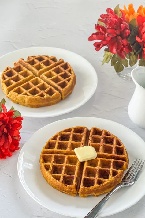 Pumpkin Belgian Waffles Recipe, Pumpkin Belgian Waffles, Pumpkin Waffle Recipe, Butter Pecan Syrup, Pumpkin Waffles Recipe, Pumpkin Spice Waffles, Belgian Waffles Recipe, Brunch Foods, Belgium Waffles