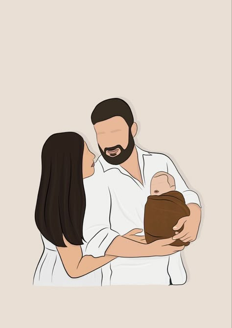 Illustrated Family Portrait, Eid Images, Custom Family Illustration, Childhood Memories Art, Pregnancy Art, Baby Boy Cards, Procreate Illustration, Family Stickers, Illustration Flat