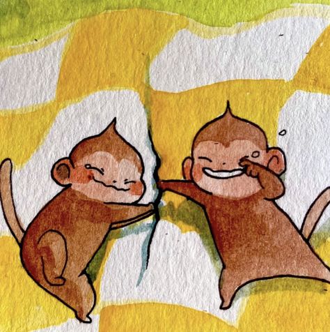 Monkey Drawing, Monkey Art, Cute Monkey, Cute Doodle Art, Little Monkeys, Cute Little Drawings, Cute Doodles, Doodle Art, Animal Drawings