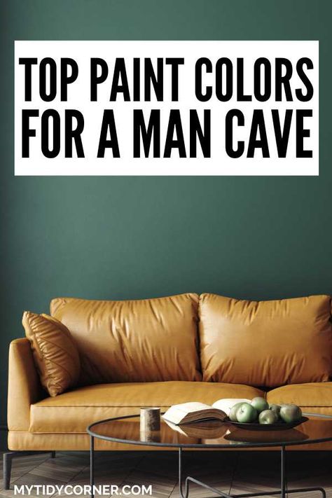 best man cave paint colors Man Cave Black Walls, Bourbon Room Paint Colors, Manly Office Paint Colors, Man Cave Paint Colors Basement Walls, Small Room Man Cave Ideas, Man Cave Paint Ideas, Man Cave Wall Colors, Movie Room Paint Colors, Moody Basement Paint Colors