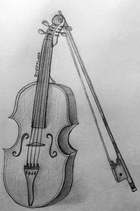 Violin Sketch Pencil, Violin Drawing Sketches, Violin Drawing, Pencil Sketches Easy, Violin Instrument, Sketches Easy, Book Art Drawings, Pyrography, Pencil Sketch