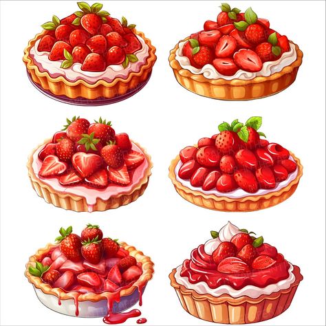 Pie Illustration, Dessert Illustrations, Cream Cheese Whipped Cream, Pie Art, Pies Art, Dessert Illustration, Dessert Fruit, Pastry Art, Fruit Pie