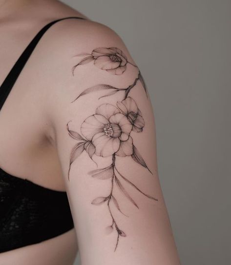 Camellia Flower Tattoos, Camellia Tattoo Design, Camellia Flower Tattoo Design, Camellia Flower Drawing, Camelia Flower Tattoo, Camellia Flower Tattoo, Flower Tattoo Drawings, Branch Tattoo, Special Tattoos