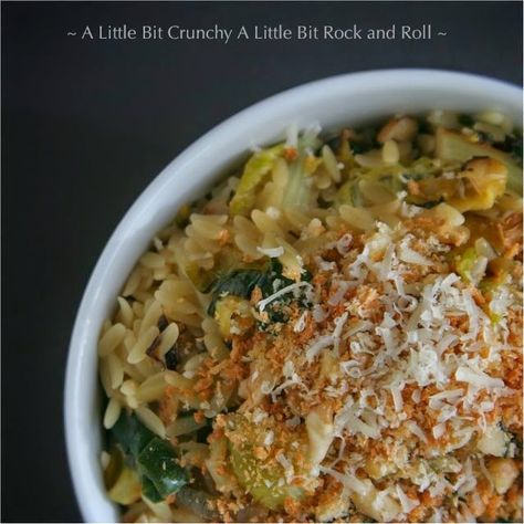 Orzo With Brussel Sprouts, Orzo Brussel Sprouts, Salmon Recipes Stove Top, Pan Roasted Brussel Sprouts, Parmesan Orzo, Orzo Recipes, Meatless Main Dishes, Dinner Side Dishes, Brussels Sprouts Recipe