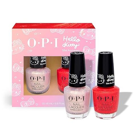 Amazon.com: OPI Nail Lacquer, 2PC Duo-Pack, Up to 7 Days of Wear, Chip Resistant & Fast Drying, Hello Kitty 50th Collection, (2 x 0.5 fl oz) : Beauty & Personal Care Hello Kitty Nail Polish, Shimmery Nail Polish, Hello Kitty Opi, Nail Polish Gift Set, New Nail Colors, Sally Hansen Nail Polish, Opi Gel Nails, Chanel Nail Polish, Charmmy Kitty