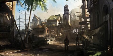 Art Scribble, Floating Village, Fantasy Settings, Fantasy Town, Titanfall, Fantasy Setting, Fantasy Places, Pirate Theme, Landscape Scenery