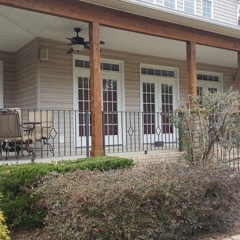 Porch Cedar Beam - Photos & Ideas | Houzz Front Porch With Wood Columns, Porch Post Stain Colors, Cedar Columns Front Porch, Cedar Wrapped Porch Posts, Porch Beams, House Columns, Craftsman Porch, Porch Wood, Summer Diy Projects