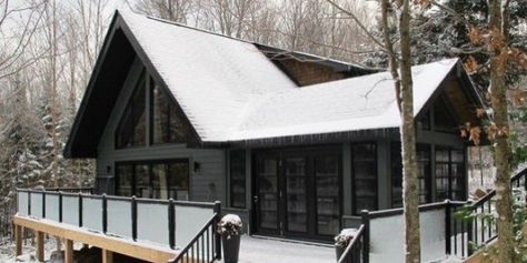 Building Our Cottage Snowroom...I Mean, Sunroom | HuffPost Canada Cabin Pressure, Right Here Right Now, Cottage Exterior, Cottage Life, Winter Cabin, Cottage Plan, A Frame House, Cabins And Cottages, Cabin Life