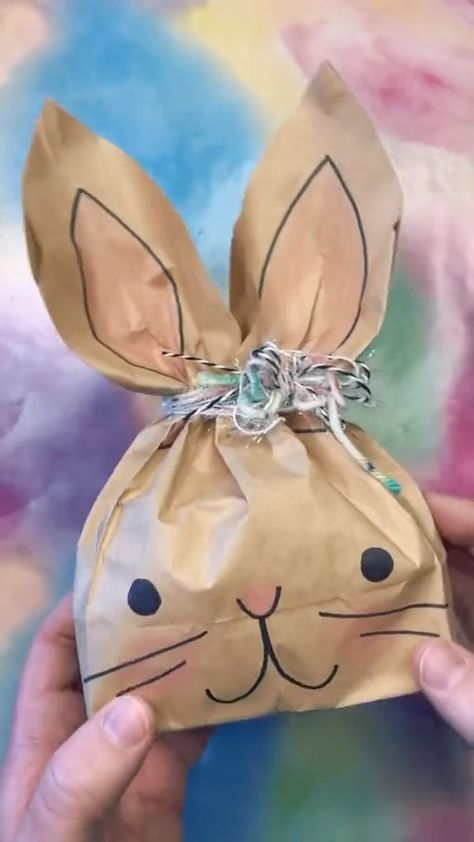 This easy paper bag Easter Bunny craft would be a cute DIY easter basket to give to your friends and family. Kids will love making this craft as a fun easter activity. #easter #kidscrafts #easycraft #crafty #easterbunny #giftwrapping #rabbit | Timm Sevitz | Timm Sevitz · Original audio Easy Diy Easter Baskets, Easter Bunny Paper Bag Craft, Easter Bags Preschool, Paper Bag Bunnies, Paper Bag Easter Basket, Paper Bag Rabbit, Paper Bag Easter Bunny, Paper Bag Bunny, Easter Bunny Basket Craft