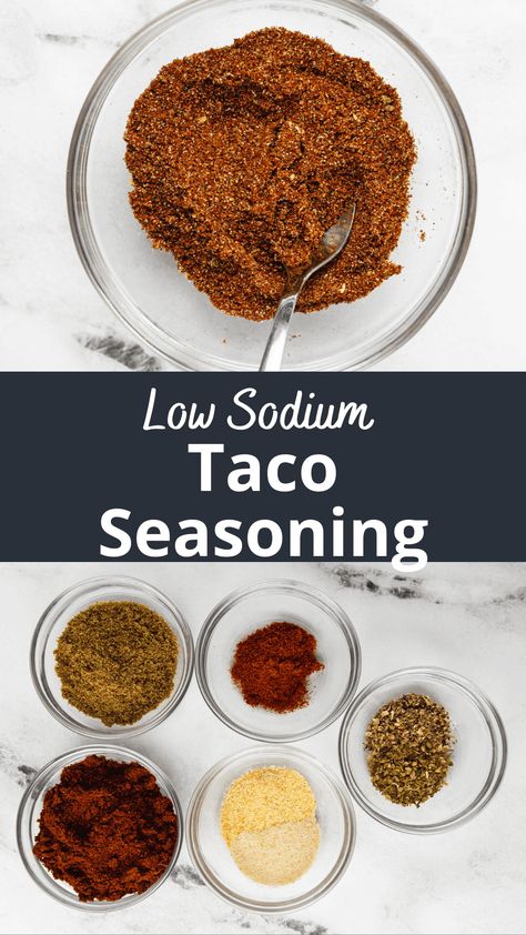 Whether you forgot to buy taco seasoning at the store or are looking to make a DIY low-sodium option, this taco seasoning has got you covered. This homemade blend lets you control sodium intake without sacrificing flavor. This spice blend is great for tacos, enchiladas, quesadillas, or any Mexican / Tex-Mex dish your making! Low Sodium Taco Seasoning Recipe, Low Sodium Taco Seasoning, Taco Meat Seasoning, Low Sodium Recipes Heart, Ground Beef Seasoning, Sodium Intake, British Cooking, Mexican Seasoning, Taco Seasoning Recipe