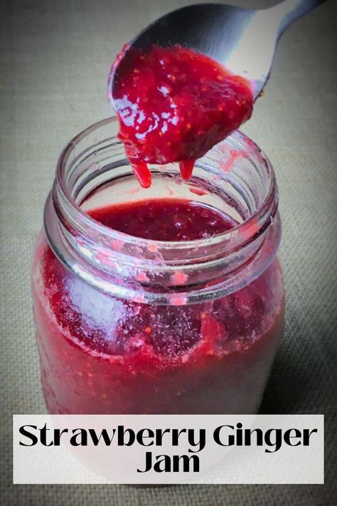 Homemade Strawberry Ginger Jam (No Pectin). Ginger Jam Recipe, Lemon Jam, Ginger Jam, Morning Toast, Indian Breakfast, Fresh Strawberries, Jams & Jellies, Jam Recipes, Fresh Strawberry