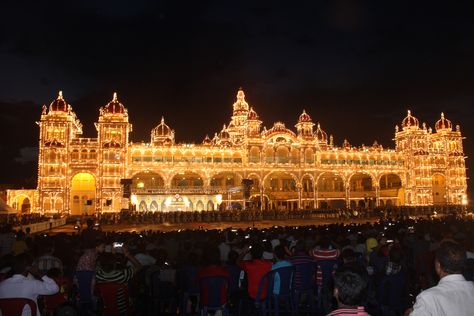 Mysore Palace in Dassehra lights Mysore Dasara Images, Mysore Palace Drawing, Mysore Palace Illustration, Mysore Palace Lighting, Infosys Mysore, Mysore Palace, Mysore, Old Money, Palace