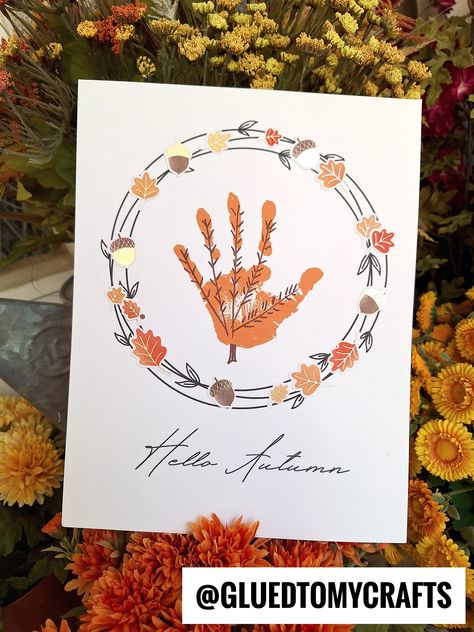 Handprint Leaf Keepsake For Fall Fall Hand Foot Print Art, Fall Crafts For Baby, Leaf Handprint Art, Handprint Leaf, Footprint Leaves, Fall Handprint Crafts, Handprint Poem, Baby Art Projects, Fun Halloween Crafts