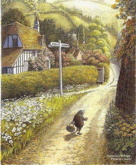 Inga Moore Illustration, Inga Moore, The Wind In The Willows, Wind In The Willows, Ex Libris, Book Plates, Book Print, Whimsical Art, Illustration Print