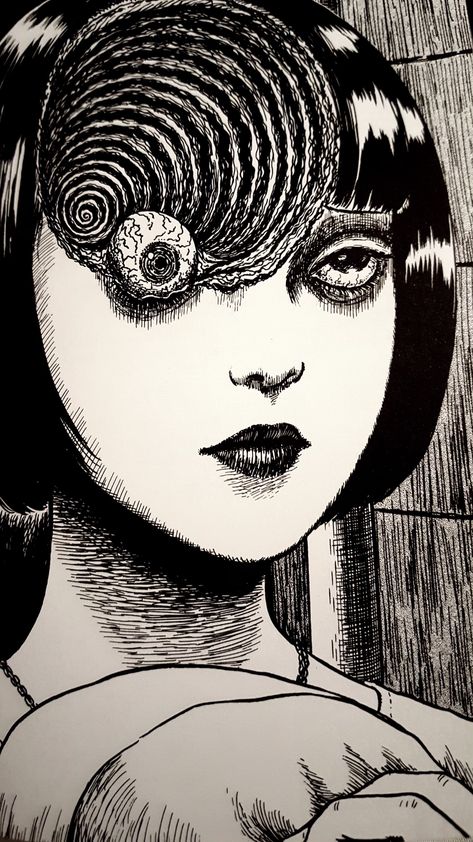 Junji Ito, Black And White, Hair, Anime, Black