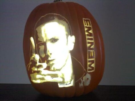 Eminen artificial pumpkin carved by www.illuminatedcarves.com Pumpkin Carved, Carved Pumpkins, Artificial Pumpkins, Halloween Pumpkins Carvings, Dave Grohl, Carving Ideas, Eminem, Pumpkin Carving, Pumpkins