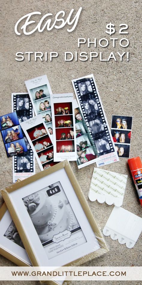 How to display photo strips from a photo booth How To Display Photo Booth Pictures, What To Do With Photo Booth Pictures, Photo Strip Display Ideas, Photo Strip Display, Budget Nursery, Birdhouses Ideas, Buzzfeed Unsolved, Ranch House Decor, Thrift Store Decor