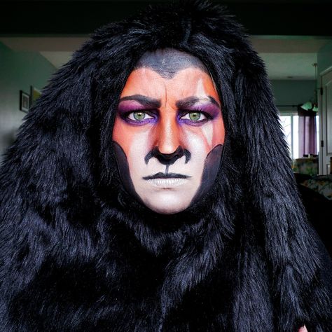 Lion King Cosplay makeup! Transform yourself into Scar! Be prepared. Lion King Makeup Looks, Scar Lion King Makeup Halloween, Scar From Lion King Makeup, Disney Scar Lion King, The Lion King Scar, Transform Yourself, Disney Makeup, Inspired Makeup, The Sisters