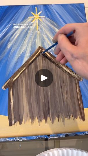 14K views · 200 reactions | [clip] Painting the stable in the nativity! 🎨 #easypainting #acrylicpainting #beginnerfriendly #nativityscene | Emily Seilhamer Art | Emily Seilhamer Art · Original audio Light Yellow Paint, Diy Christmas Star, Nativity Painting, Diy Nativity, Christmas Canvas Art, Glass Painting Designs, Star Painting, Christmas Card Art, Stars Craft