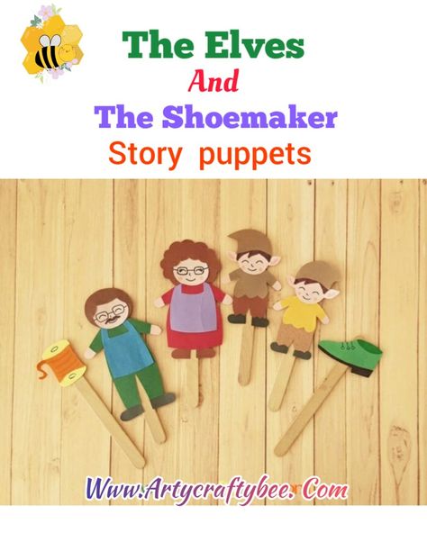 Elves And Shoemaker Activities, Elves And The Shoemaker Craft, The Elves And The Shoemaker Craft, The Elves And The Shoemaker Activities, Puppet Story Telling For Kids, The Shoemaker And The Elves, Story Puppets, The Elves And The Shoemaker, Elves And The Shoemaker