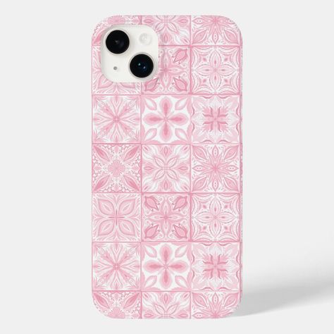 Hand-painted various ornate tiles with floral elements Iphone 13 Case Ideas, Pink Phone Cases Aesthetic, Iphone 13 Phone Cases, Phone Case Inspo, Aesthetic Phone Cases, Cute Iphone Cases, Pink Phone Case, Summer Phone Cases, Iphone 12 Pro Case