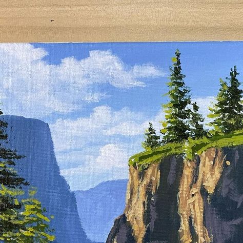 Painting Ideas Mountains, Painting Ideas On Canvas Landscapes, Acrylic Nature Painting, Scenery Painting Easy, Landscape Paintings Easy, Marvel Paintings, Gouache Paints, Sky Art Painting, Art Sketches Doodles