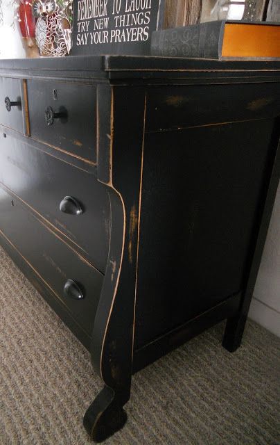 White French Furniture, Empire Dresser, Kids Bedroom Furniture Sets, Black Painted Furniture, Distressed Furniture Painting, Antique Furniture Restoration, Painting Wooden Furniture, Painting Antique Furniture, Black Dresser