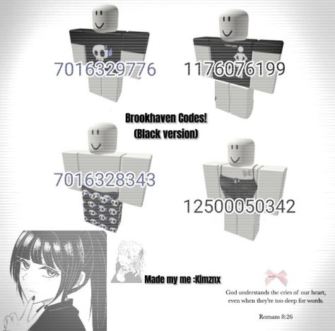 Brookhaven black version codes/Shirts/pants ID 🫳🫴 Roblox Clothes Codes Pajamas, Pijama Pants, Roblox Items, Roblox Ids, Brookhaven Codes, Black Kawaii, Emo Shirts, Hello Kitty T Shirt, Bff Shirts