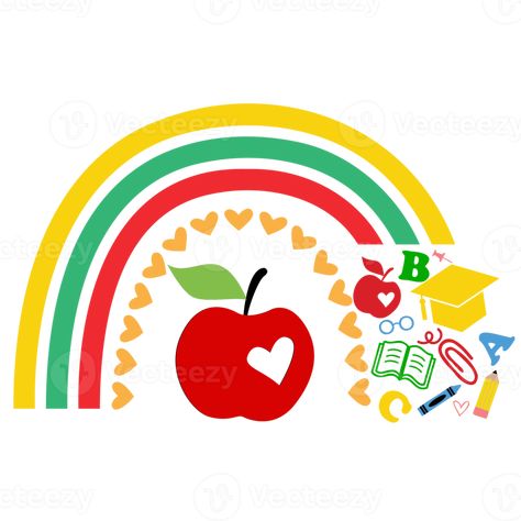 rainbow with Teacher School Supplies design Teacher School Supplies, School Supplies Aesthetic, Teacher Tattoos, Supplies Aesthetic, Teacher Rainbow, School Supplies For Teachers, Student Cartoon, Ramadan Crafts, School Clipart