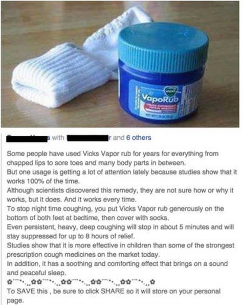 Does rubbing Vicks on the feet really stop coughing? - Starts at 60 Vicks Vapor Rub, Vicks Vapor, How To Stop Coughing, Vicks Vaporub Uses, Uses For Vicks, Sick Remedies, Vapor Rub, Cold Medicine, Vicks Vaporub