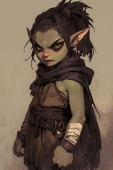 Goblin Wizard/Warlock/Sorcerer Dnd Goblin Wizard, Goblin Girl Character Design, Bugbear Wizard, Deep Gnome Female, Goblin Sorcerer, Goblin Art Dnd, Goblin Warlock, Goblin Wizard, Goblin Female