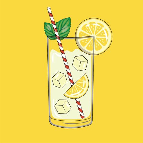 Vector a glass of lemonade ice fresh and... | Premium Vector #Freepik #vector Lemonade Illustration, Glass Of Lemonade, Print Illustration, Iced Drinks, Easy Drawing, Illustration Vector, Summer Drinks, Premium Vector, Easy Drawings