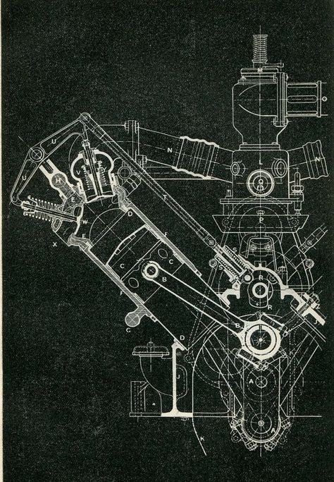 Mechanical Engineering Drawing Wolseley Motor 120 HP 8 cylinders, Vintage Print: Engineering Drawing Mechanical, Mechanical Engineering Drawing, Engineer Drawing, Mechanics Drawing, Engine Building, Mechanical Drawing, Engineering Drawing, Mechanical Engineering Design, Engineer Prints