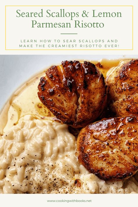 Lemon Parmesan Risotto, Fresh Scallops, Parmesan Risotto, Resep Smoothie, Cooler Ideas, Seared Scallops, Risotto Recipe, Scallop Recipes, Risotto Recipes