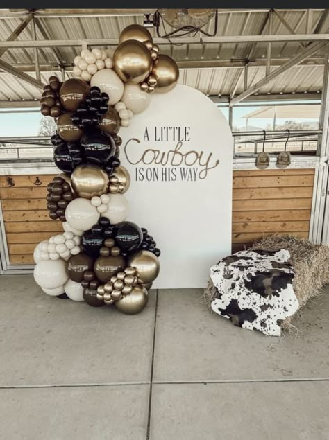 Horse Theme Balloon Garland, Cowboy Theme Balloon Garland, Country Balloon Arch, Western Theme Balloons, Western Balloon Backdrop, Western Party Aesthetic, Western Balloon Garland, Western Balloon Arch, Cowboy Balloon Garland