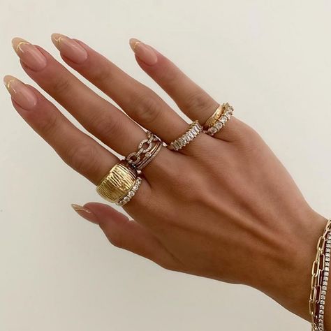 @lisagozlanjewelry Jewelry Styling, Cute Summer Nails, Nail Jewelry, Dope Jewelry, Ring Stack, Stacked Jewelry, Jewelry Lookbook, Hand Jewelry, Girly Jewelry