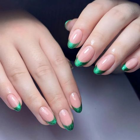 53+ Best Green French Tip Nails Designs [2024] Green French Gel Nails, Emerald Green Chrome French Tip Nails, Green Glitter Tip Nails, Green French Chrome Nails, Chrome Green French Tip Nails, Chrome Tip Nails French Manicures, Green French Tip Nails Coffin, Green Glitter French Tip Nails, Alternative French Tip Nails