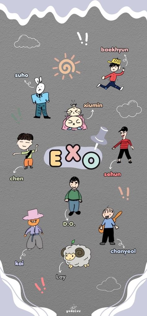 50s Aesthetic Wallpaper, Exo Logo Wallpapers, Exo Chibi Fanart, Exo For Life, Exo Logo, Exo Anime, Exo Chibi, Exo Concert, Chibi Wallpaper