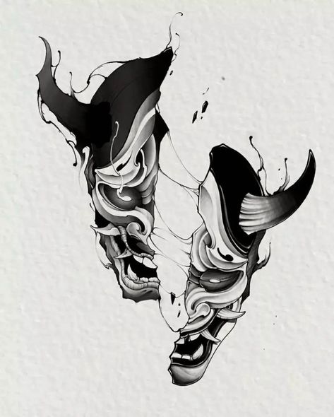 Hannya Maske Tattoo, Mascara Hannya, Hanya Mask Tattoo, Hannya Maske, Mascara Oni, Japanese Mask Tattoo, Oni Mask Tattoo, Geisha Tattoo Design, Oni Tattoo